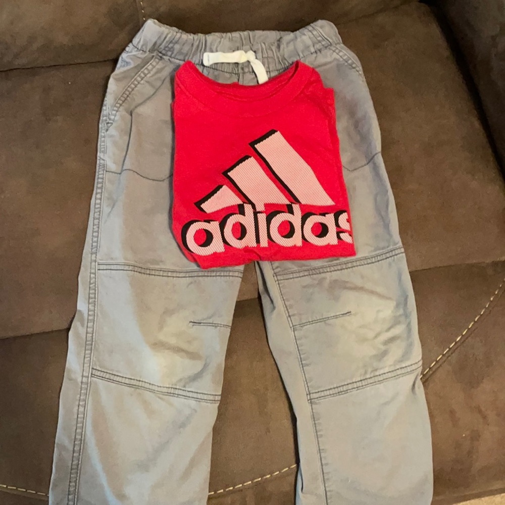 Cat &Jack 4/5 boys pants and Adidas size 5 t-shirt